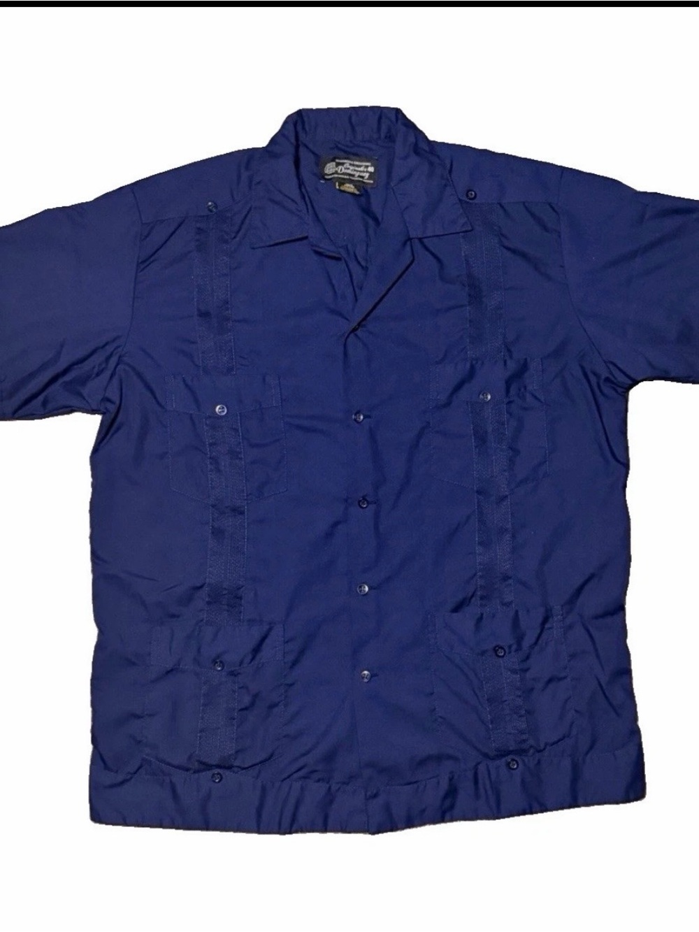 Men's Lightweight Guayabera-Style Shirt Jacket in Navy